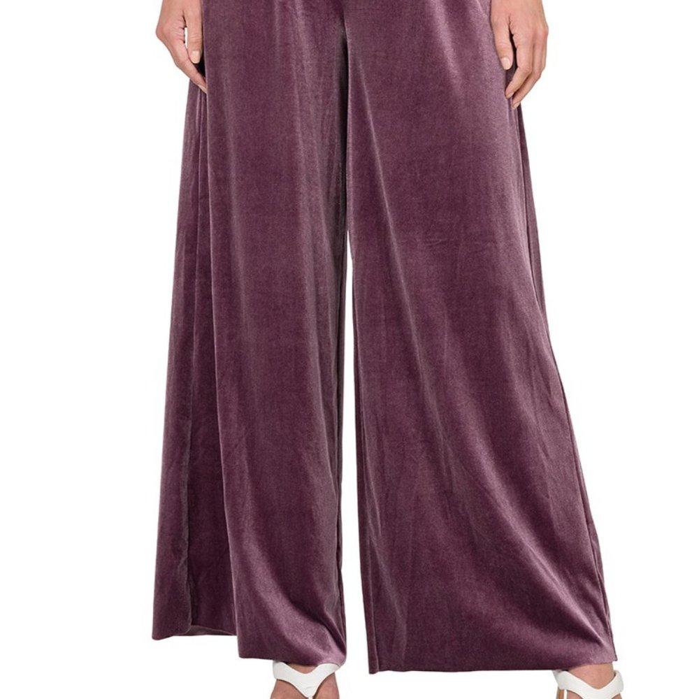 Zenana Velvet Wide Leg Pant